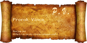 Prorok Vince névjegykártya